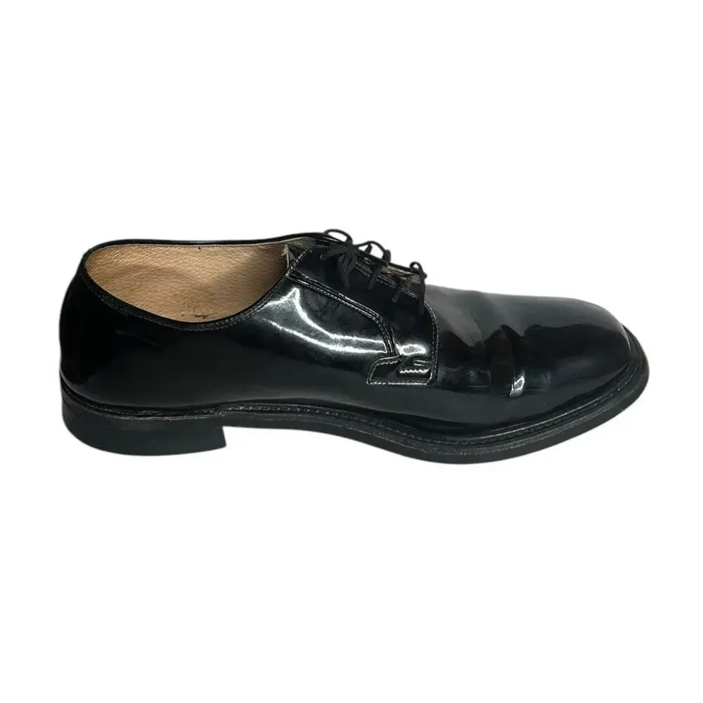 Vtg Weinbrenner Faux‎ Black Patent Mens Lace Up Dress Shoes USA Derby Size 12 D